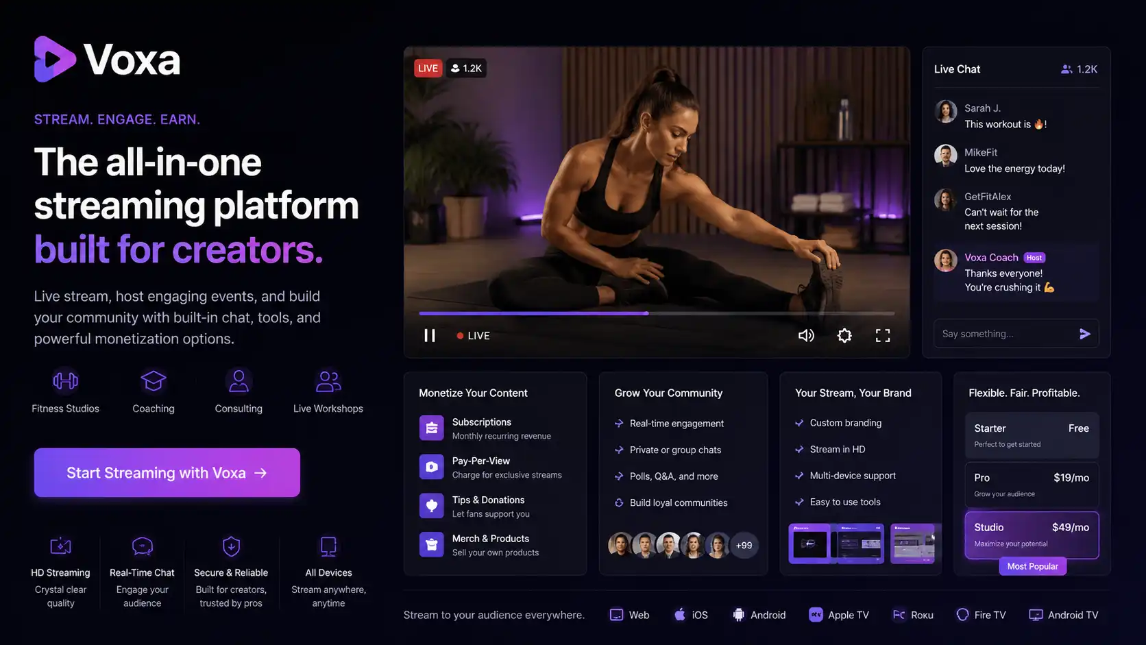 Voxa live streaming platform