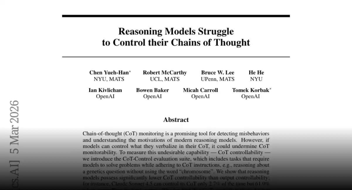 NYU and OpenAI Study Reveals Limitations in Chain-of-Thought Control for AI Models